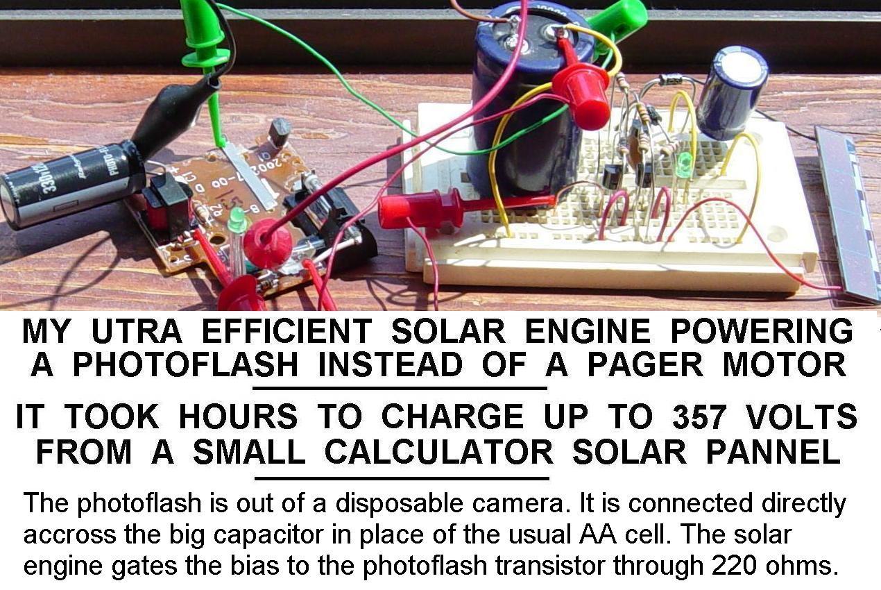 Here is the solar engine circuit powering a photoflash